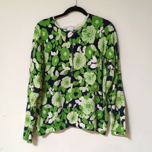 Subtle Sparkle Green Floral Cardigan